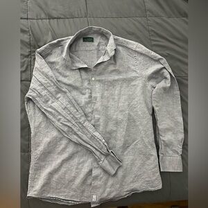 Le Alfre Classic Asphalt Black Linen-Blend Shirt - Large